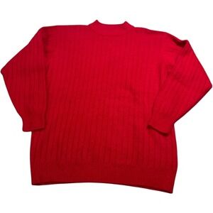 Rafaella Angora Lambswool Blend Ribbed Knit Sweater‎ Red Womens Size L